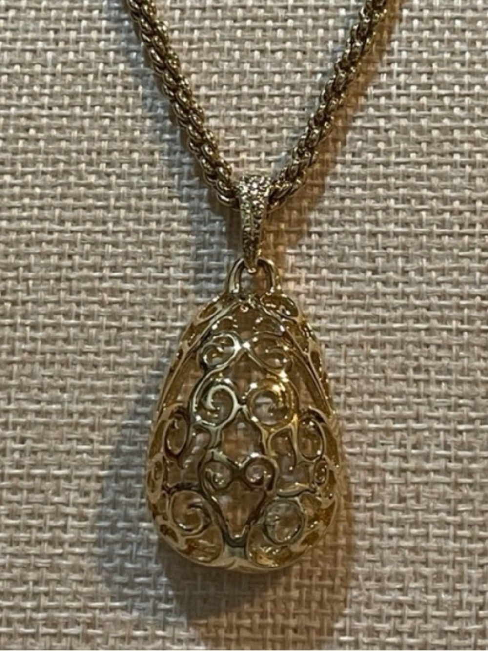 Yves Saint Laurent Gold plated Filigree Pendant Necklace & earrings vintage